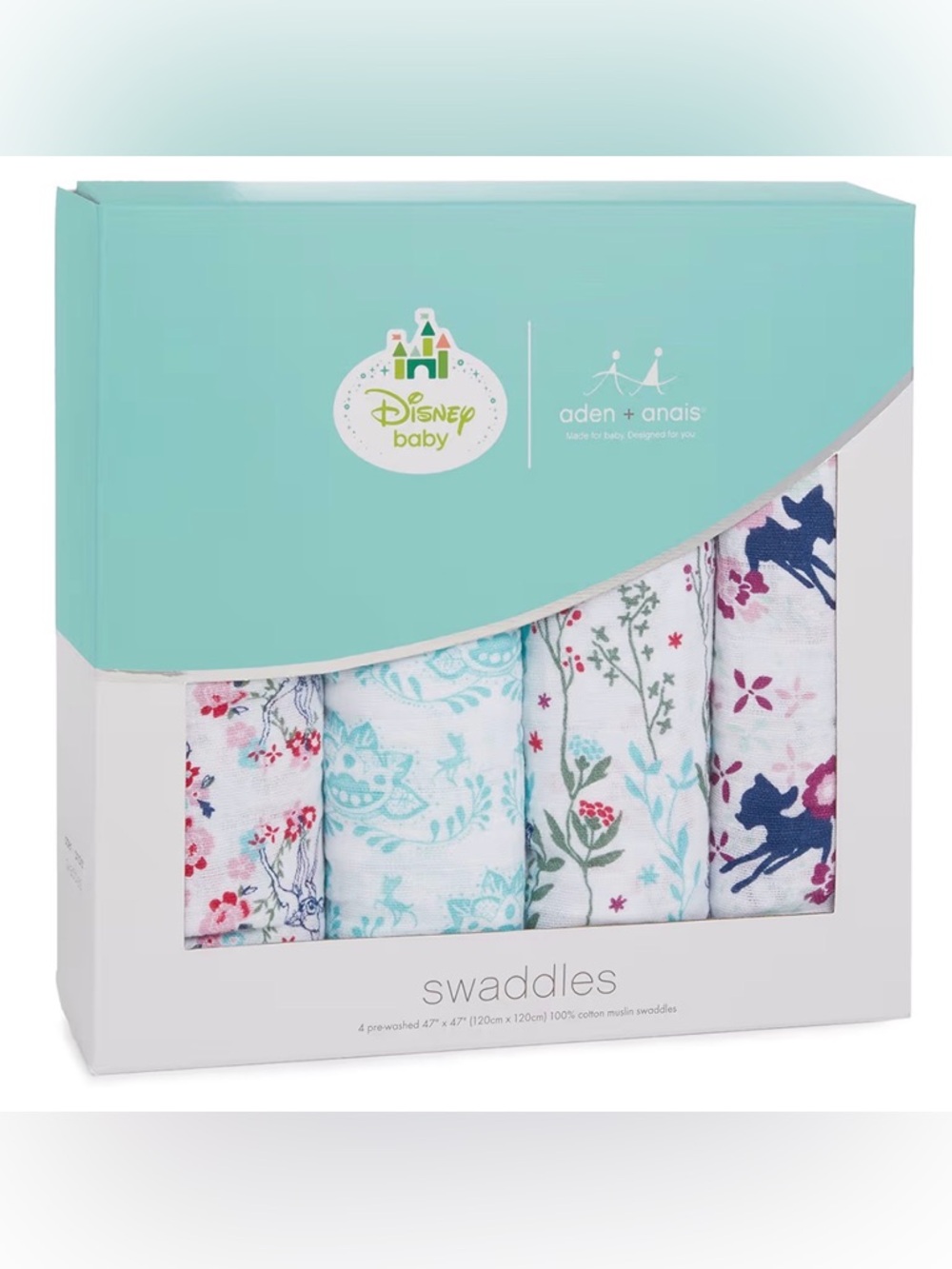Disney Baby x aden + anais Floral & Animal Muslin Swaddle Set (Bambi)